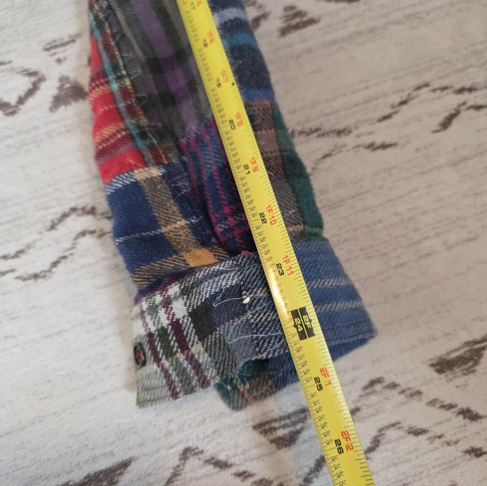 Free People We The Free Lost In Plaid Patchwork Flannel Top Size XS - Picture 9 of 13